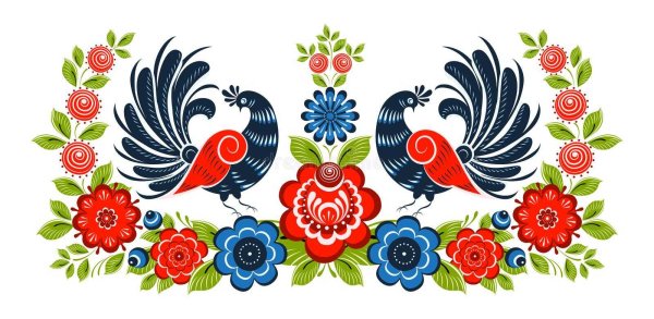 Городецкий узор на прозрачном фоне