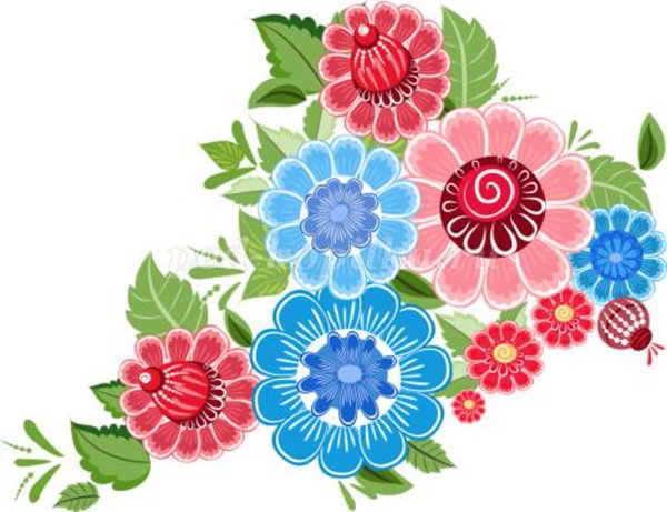 Городецкая узор на прозрачном фоне