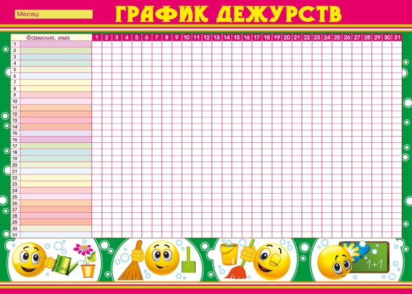 Таблица Графика дежурств