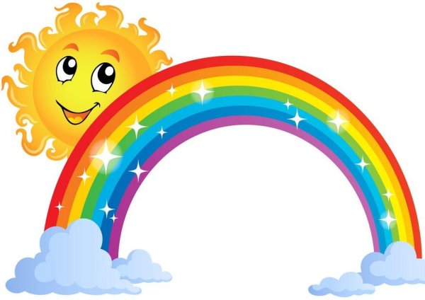 Радуга с солнцем на прозрачном фоне