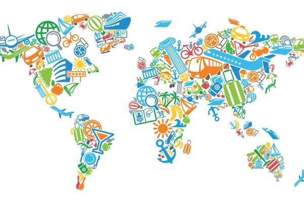 Путешествие по странам и континентам на белом фоне