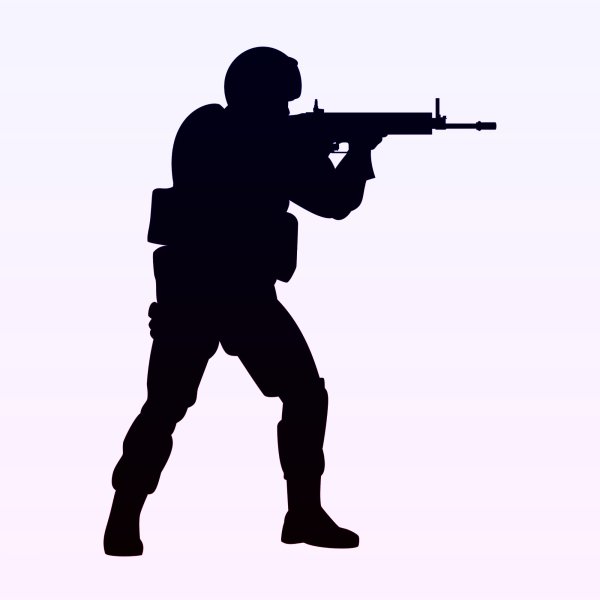 Силуэт солдата с автоматом