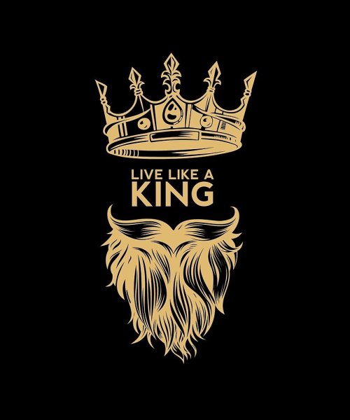 Борода и корона на черном фоне