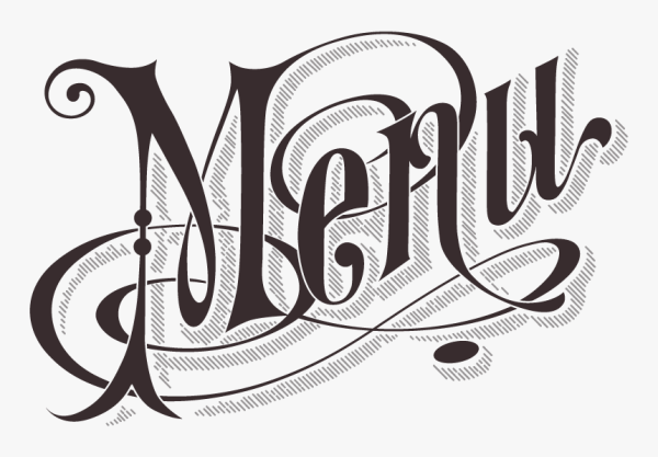 Надпись меню на прозрачном фоне