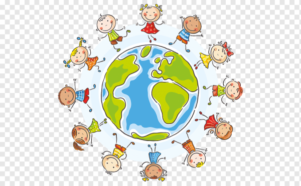 Дети на фоне земного шара