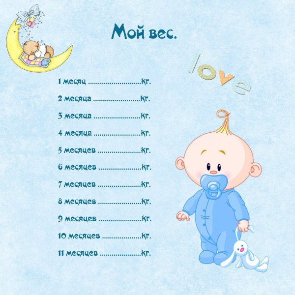 Странички для альбома новорожденного мальчика