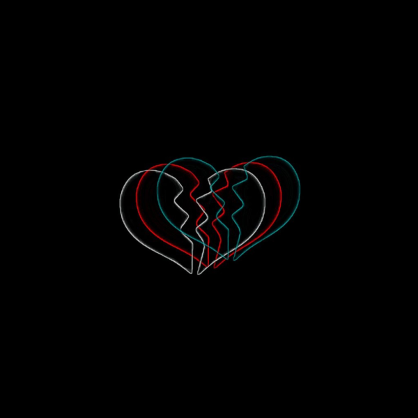 Разбитое сердечко на черном фоне