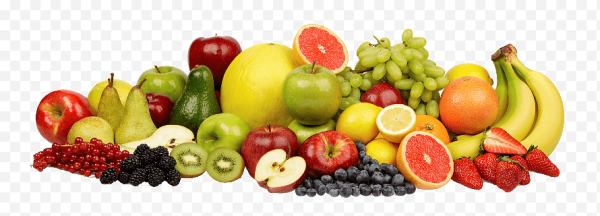 Много фруктов на белом фоне