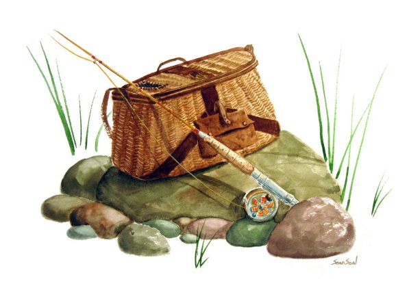 Рыбак на прозрачном фоне