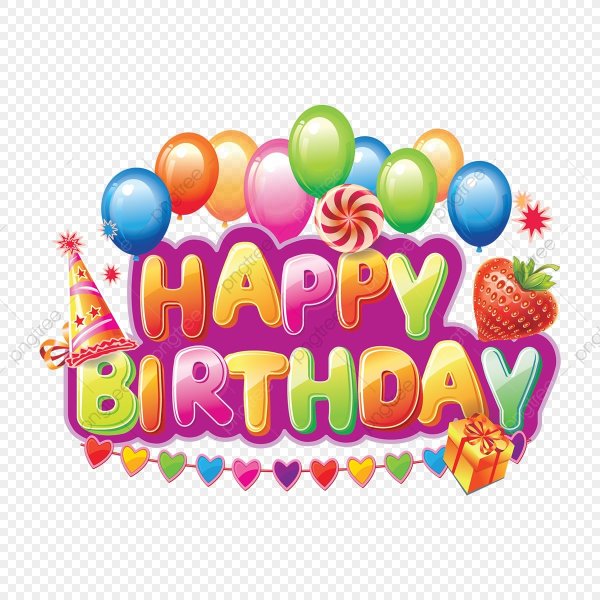 Яркая надпись с днем рождения