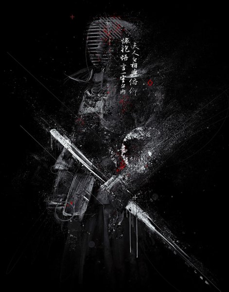 Самурай на темном фоне