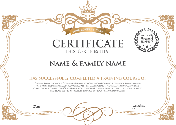 Сертификат на прозрачном фоне