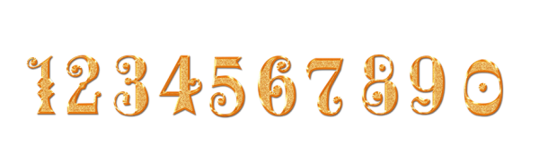 Золотые цифры 65 на прозрачном фоне