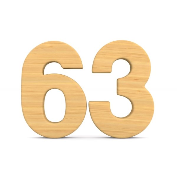 Цифра 65 на прозрачном фоне