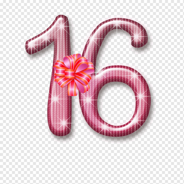Цифра 16 на прозрачном фоне