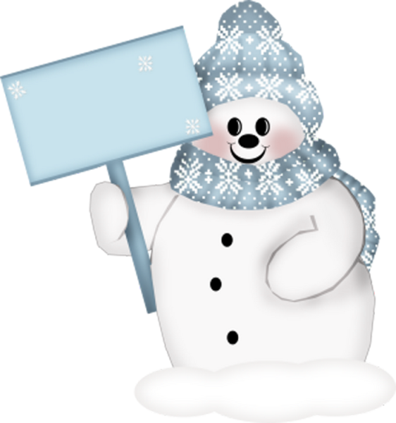 Снеговик с табличкой