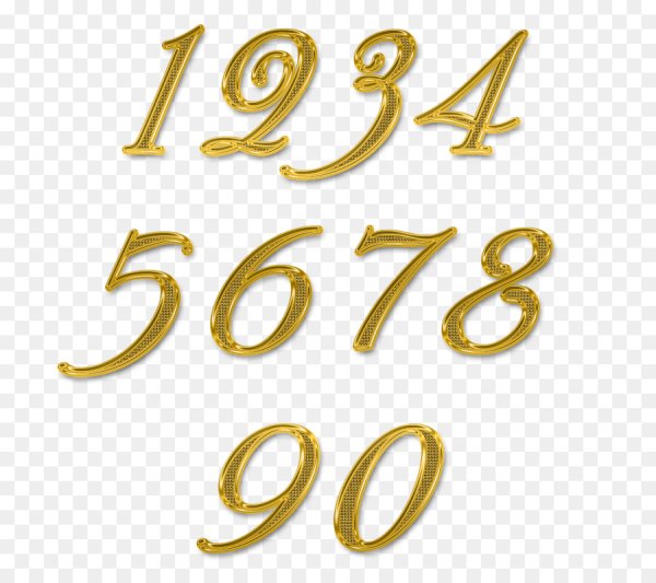 Красивые золотые цифры на прозрачном фоне