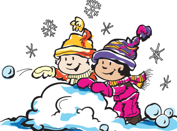 Дети играющие в снежки без фона