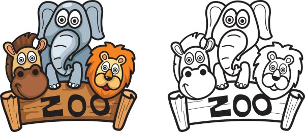 Зоопарк на белом фоне