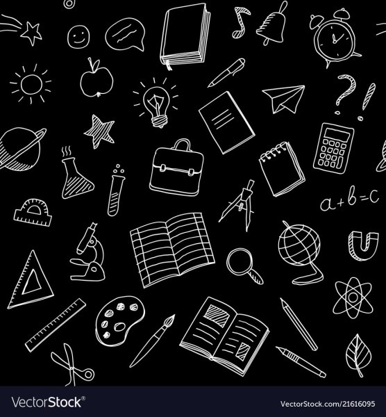 Школьные предметы мелом на доске