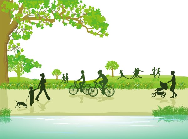 Человечек гуляет в парке