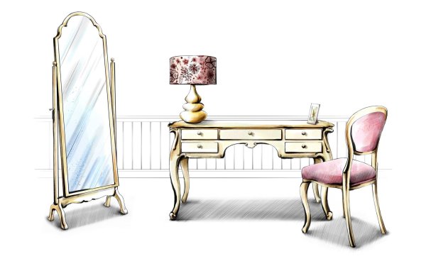 Скетчи предметов интерьера