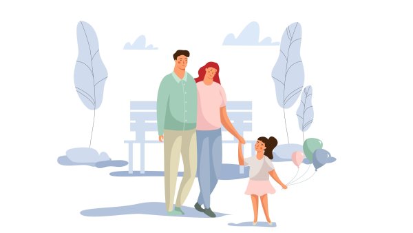 Семья на белом фоне