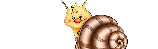 Улитка мультяшная на белом фоне