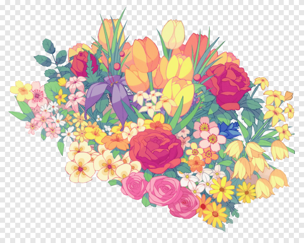 Букет цветов мультяшный