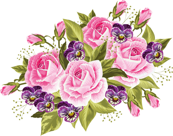 Винтажные цветы на прозрачном фоне