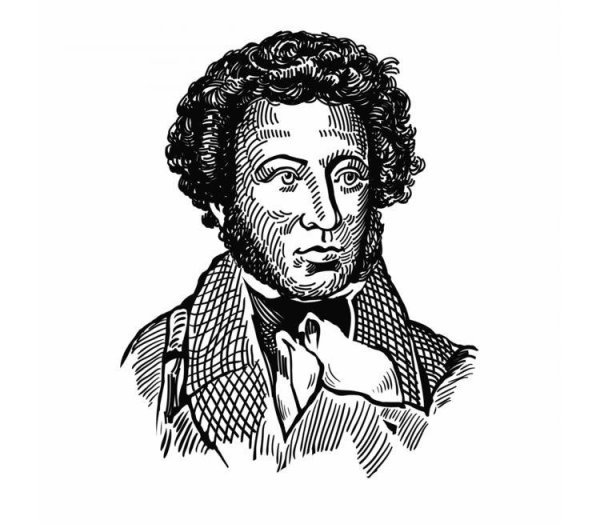 Портрет Пушкина черно белый