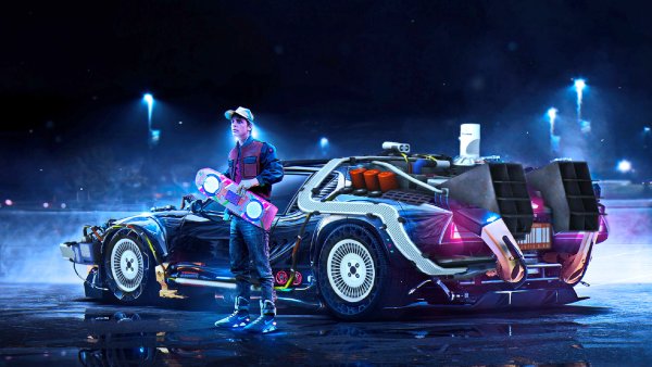 Марти Макфлай арт с Делориан