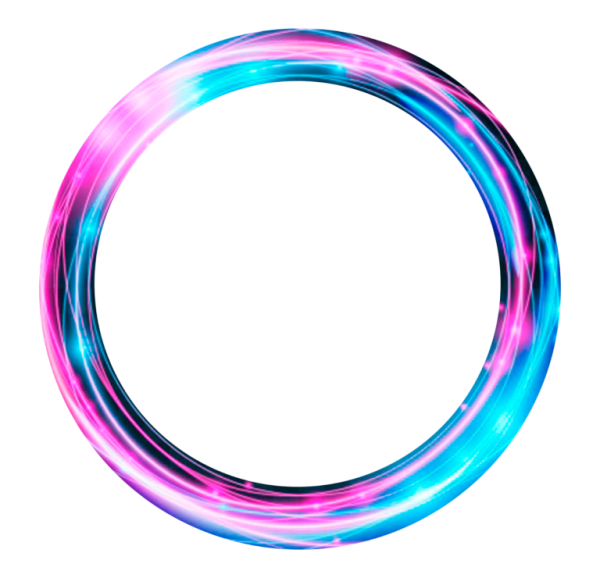 Неоновая круглая рамка на прозрачном фоне
