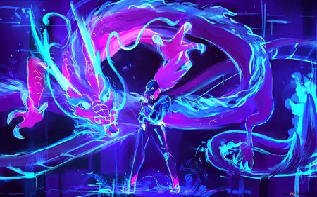 Акали KDA неон