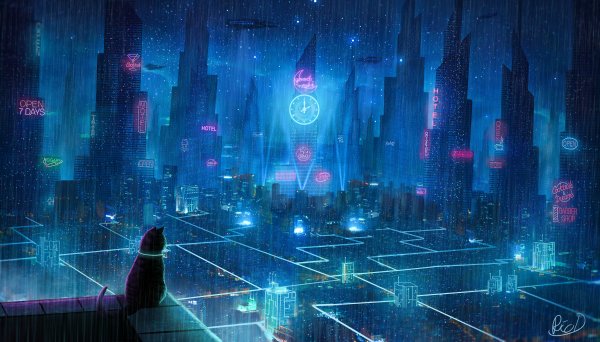 Cyberpunk Art City неон