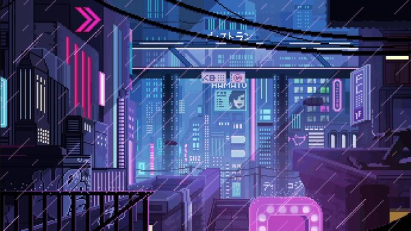 Пиксельный киберпанк город / Pixel Cyberpunk City