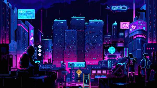 Пиксельный киберпанк город / Pixel Cyberpunk City