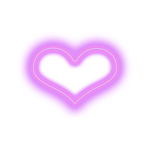 Неоновые сердечки на прозрачном фоне