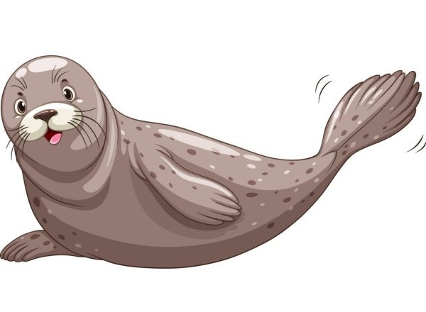 Морской котик на белом фоне