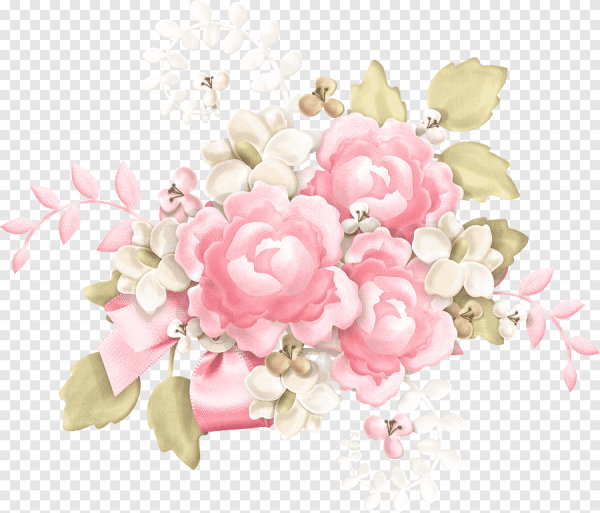 Цветы пастельных оттенков на прозрачном фоне