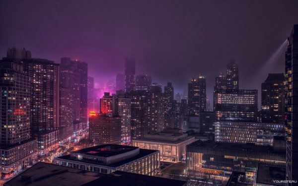 Фон Нью Йорк здания ночь