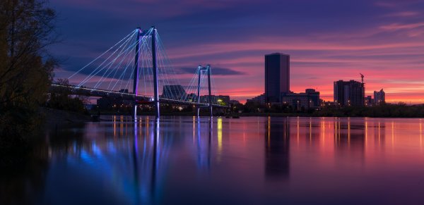 Вантовый мост Красноярск закат