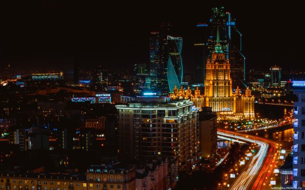 Ночная Москва Сити 4к