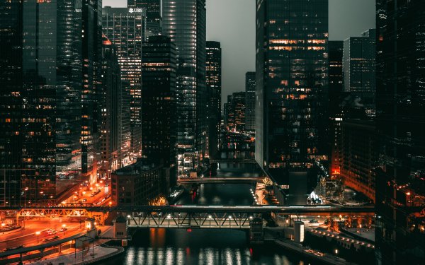 Вечерний город вид сверху