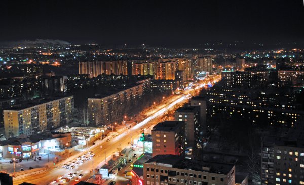 Ночной город Братск