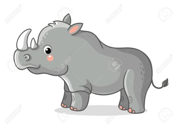 Мультяшная носорог на белом фоне