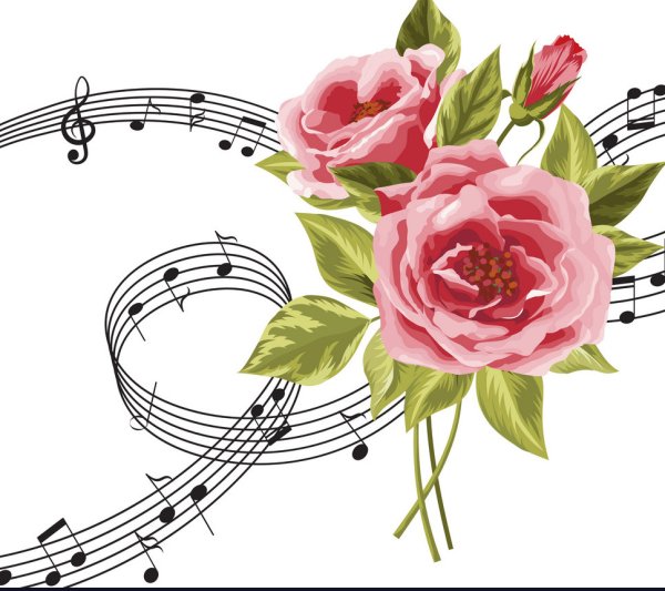 Скрипичный ключ и цветы