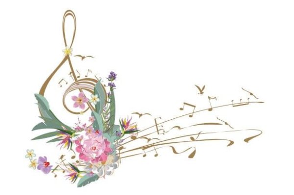 Рамка из цветов и нот