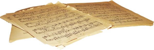 Лист с нотами на прозрачном фоне