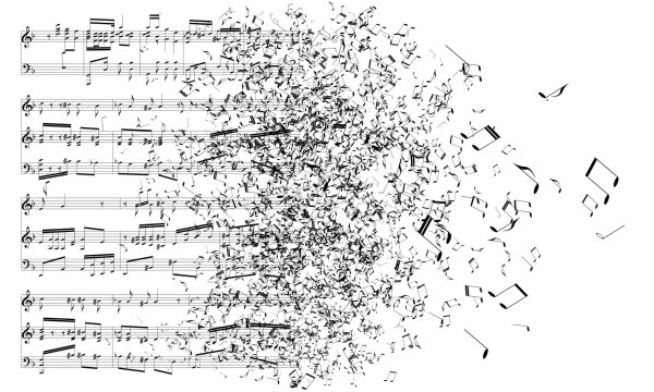 Лист с нотами на прозрачном фоне